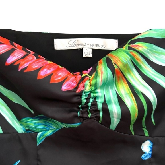 NWT Lovers + Friends Women’s‎ Black Floral Tropical Cropped Top Midi Skirt Small - Picture 6 of 8
